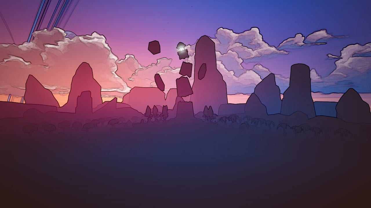 Nightwater-Landschaft mit leuchtendem Leuchtturm vor violettem Abendhimmel